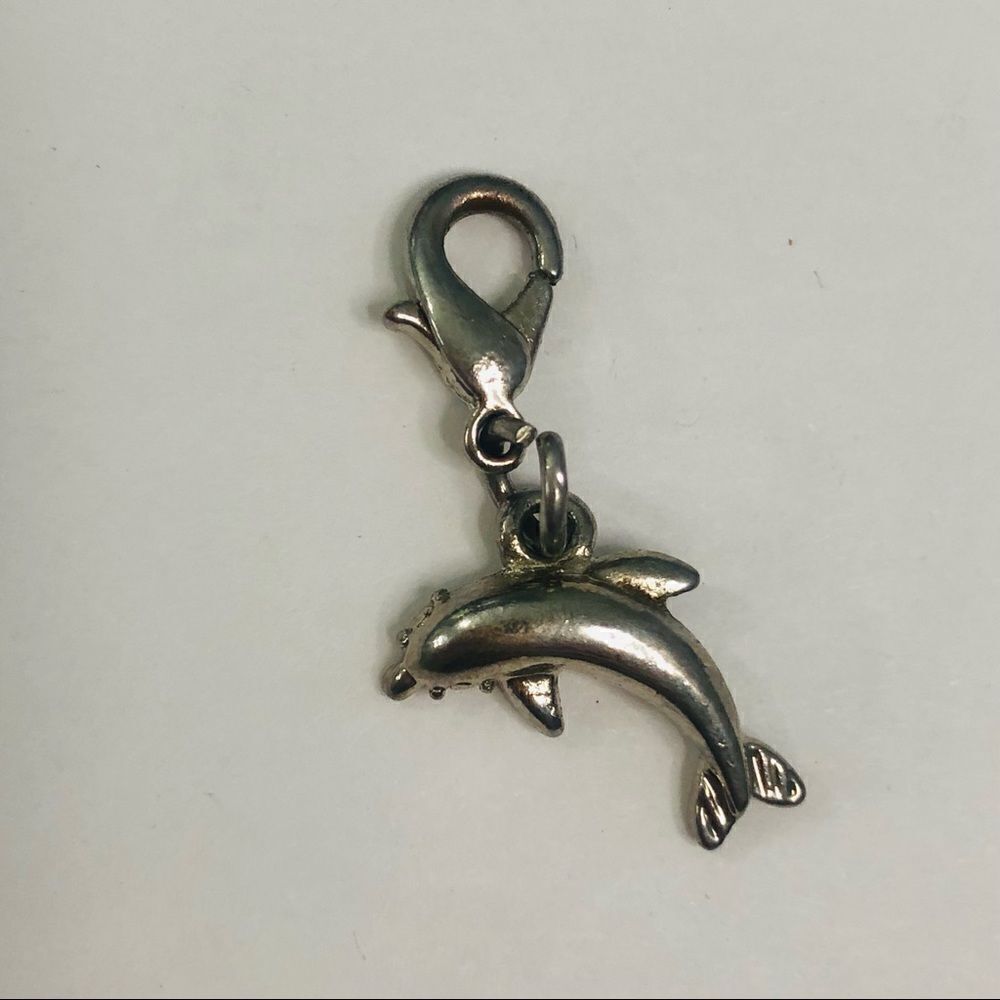 dolphin charm silver tone lobster claw closure dangle charm summer beach